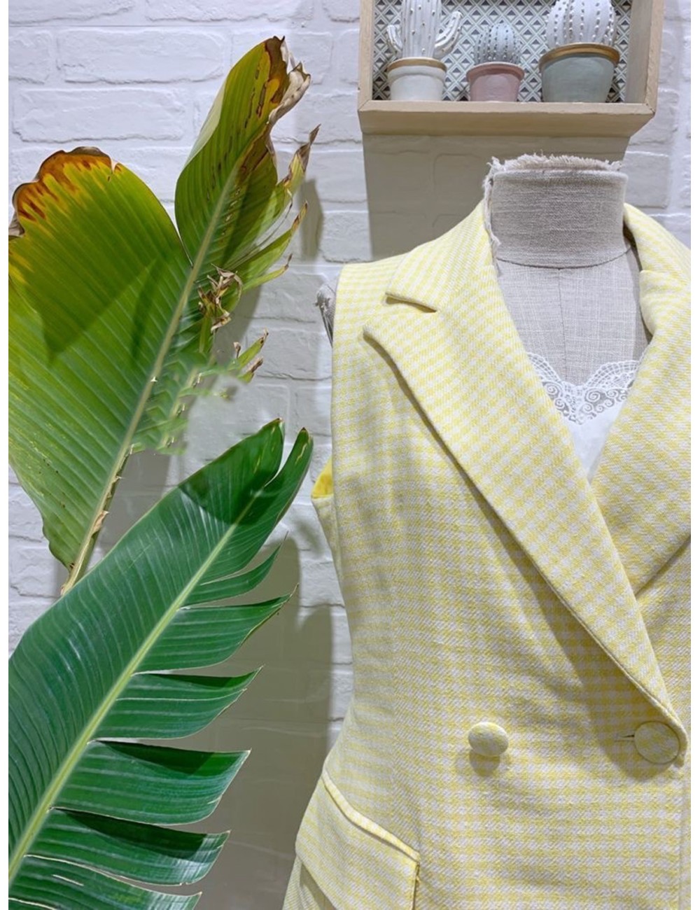 CHALECO VOLANTE VICHY AMARILLO
