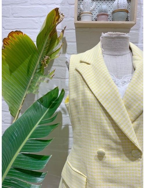CHALECO VOLANTE VICHY AMARILLO