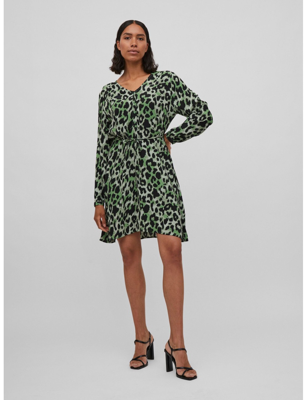 VESTIDO CORTO AJUSTABLE CINTURA ANIMAL PRINT