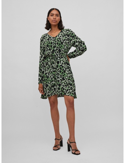 VESTIDO CORTO AJUSTABLE CINTURA ANIMAL PRINT