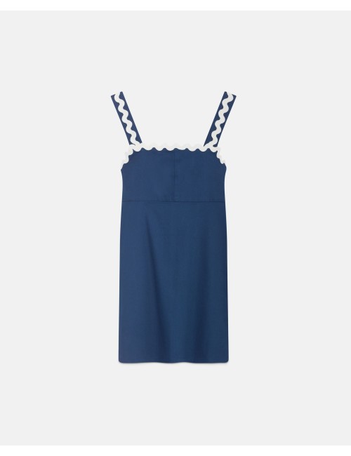 VESTIDO CORTO DE TIRANTES CON PICUNELA AZUL