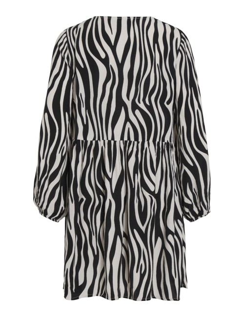 VESTIDO BABYDOLL DE MANGA LARGA ESTAMPADO CEBRA