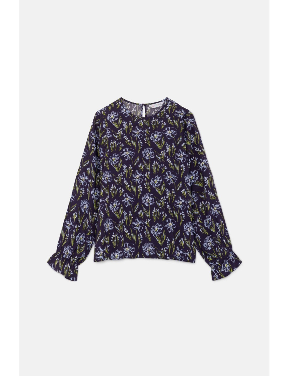 BLUSA EN LENZING™ ECOVERO™ CON ESTAMPADO FLORAL AZUL