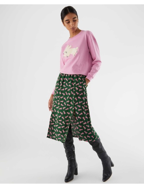 FALDA MIDI ELÁSTICA CON ESTAMPADO DE CONEJOS