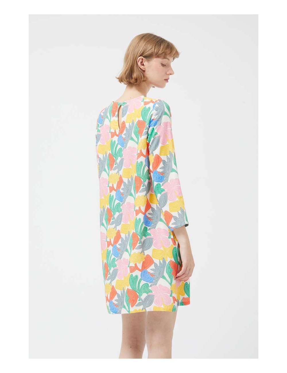 VESTIDO MANGA LARGA ESTAMPADO FLORAL MULTICOLOR