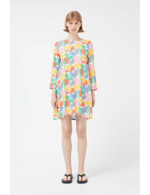 VESTIDO MANGA LARGA ESTAMPADO FLORAL MULTICOLOR