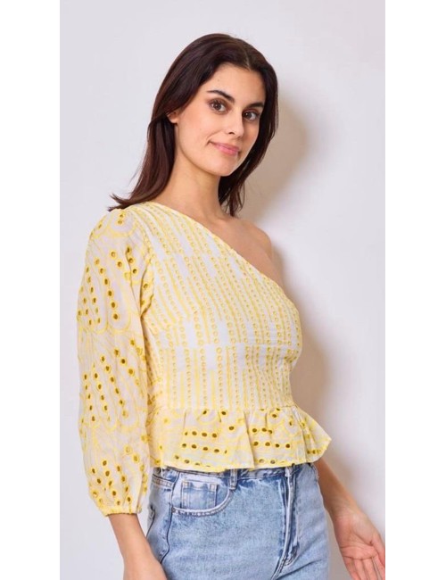 TOP ASIMÉTRICO  LAZO TRASERO AMARILLO