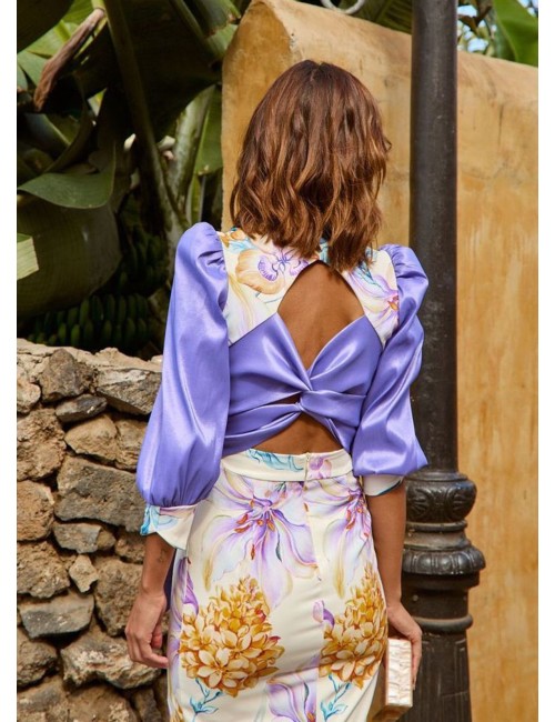 VESTIDO COMBINADO ESCOTE TRASERO