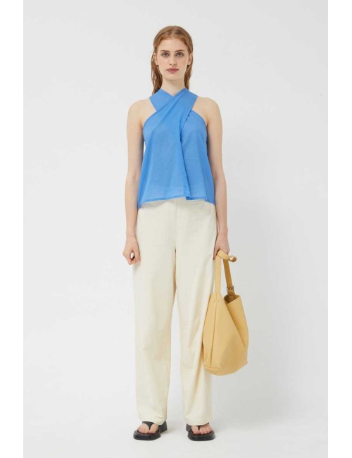 TOP CUELLO HALTER AZUL