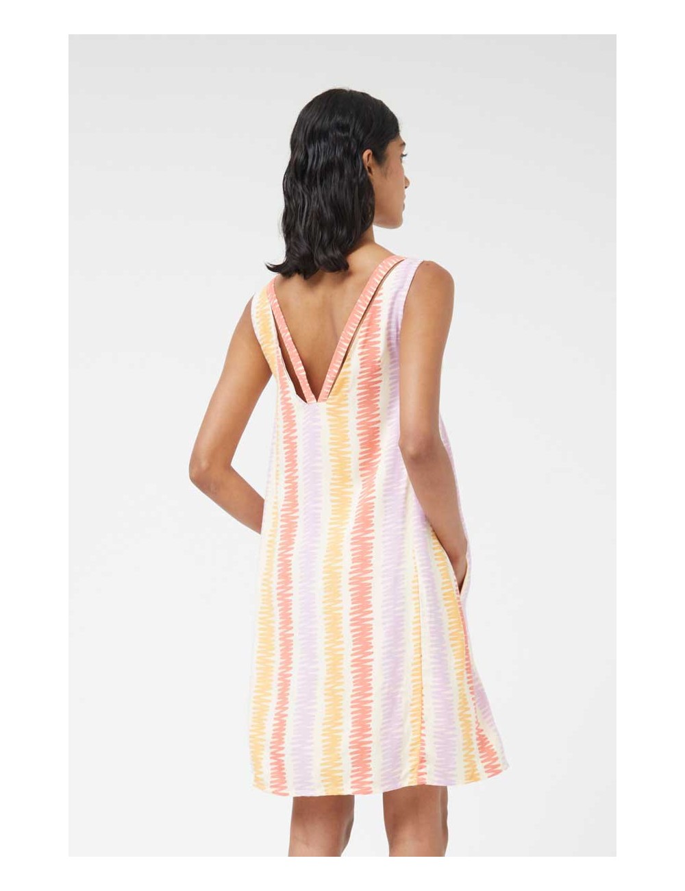 VESTIDO CORTO TIRANTES ESTAMPADO ZIGZAG MULTICOR