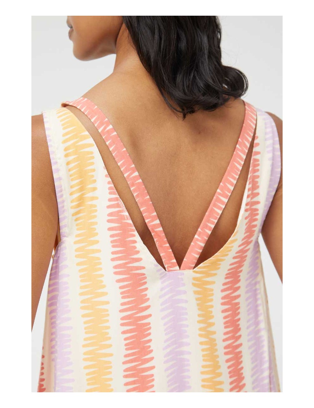 VESTIDO CORTO TIRANTES ESTAMPADO ZIGZAG MULTICOR