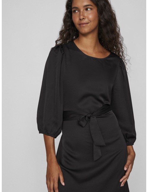VESTIDO CORTO MANGAS 3/4 NEGRO