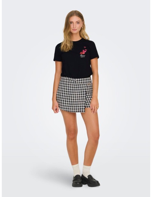 CAMISETA LABIOS Y CORAZON LENTEJUELAS NEGRA