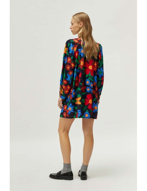 VESTIDO CORTO ESTAMPADO FLORAL MULTICOLOR