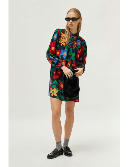 VESTIDO CORTO ESTAMPADO FLORAL MULTICOLOR