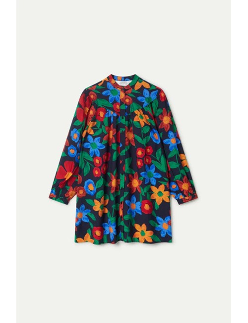 VESTIDO CORTO ESTAMPADO FLORAL MULTICOLOR
