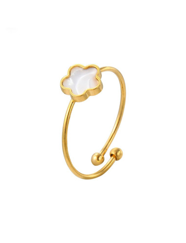 ANILLO ACERO FLOR NÁCAR