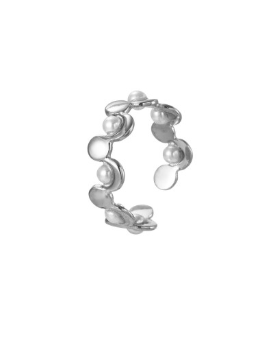 ANILLO ACERO CON PERLAS