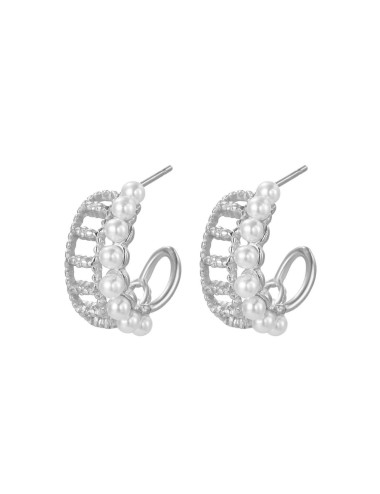 PENDIENTES ACERO CON PERLAS