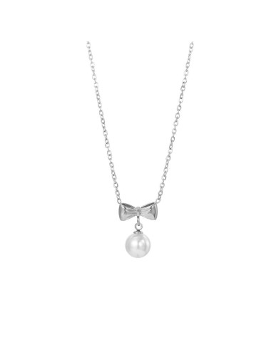 COLLAR ACERO LAZO CON PERLAS