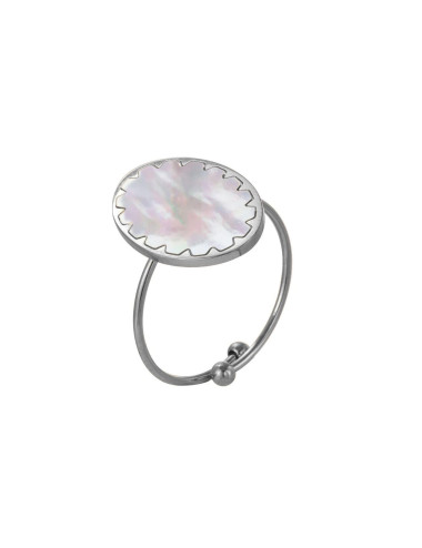 ANILLO ACERO CON NÁCAR