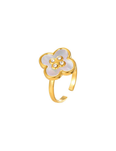ANILLO ACERO FLOR CON...