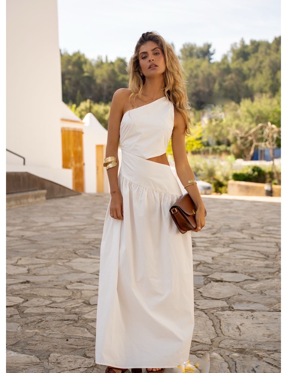 VESTIDO LARGO CUT OUT BLANCO