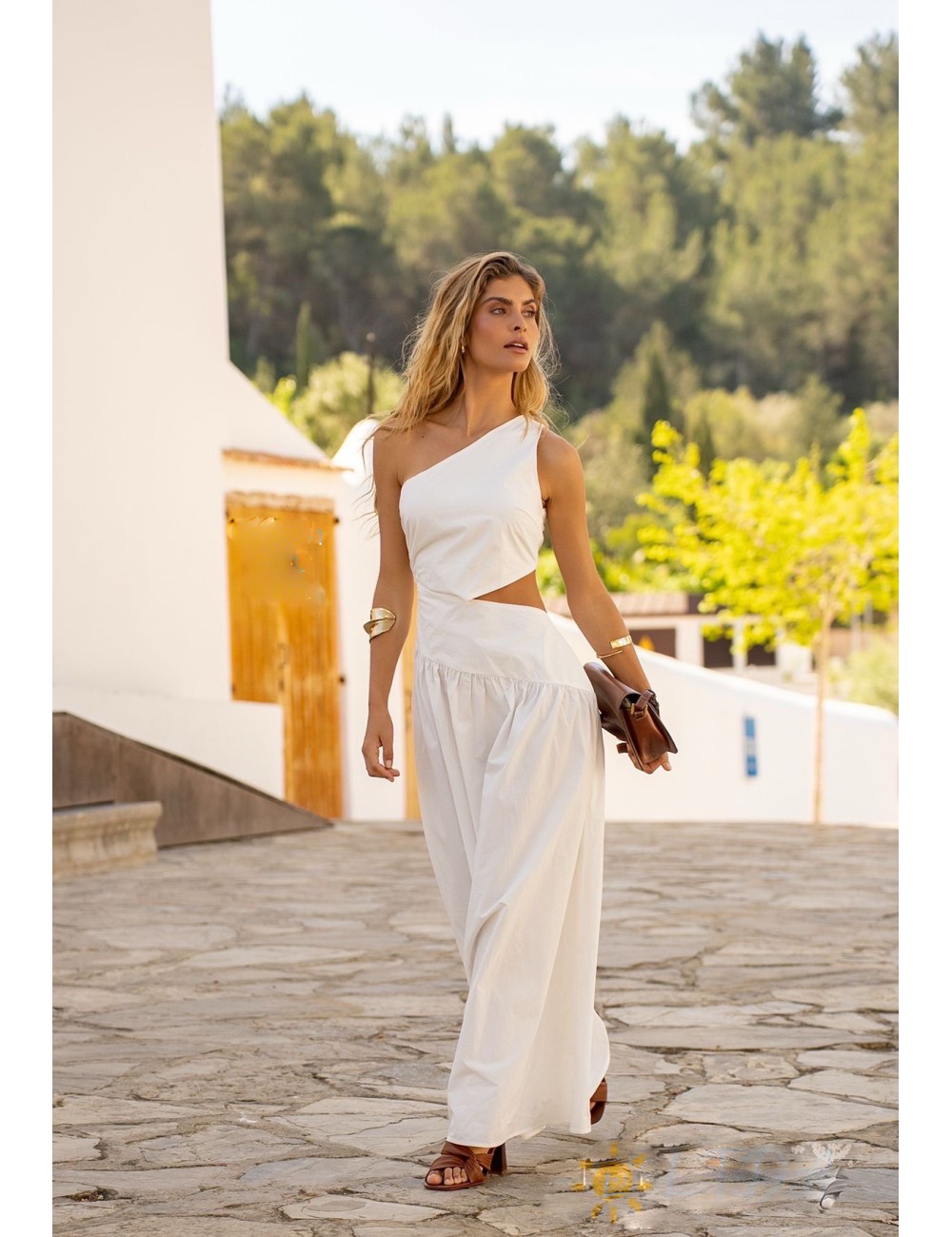 VESTIDO LARGO CUT OUT BLANCO