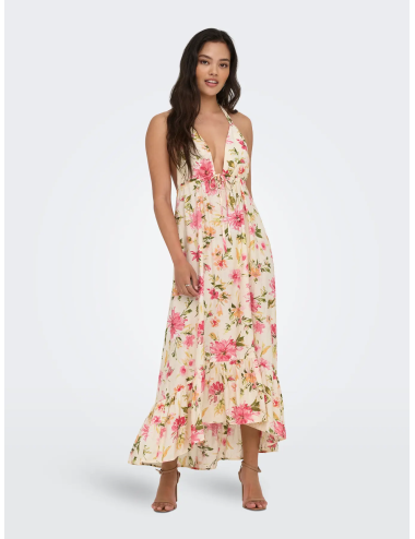 VESTIDO LARGO ESCOTE TRASERO ESTAMPADO FLORAL