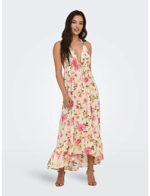 VESTIDO LARGO ESCOTE TRASERO ESTAMPADO FLORAL