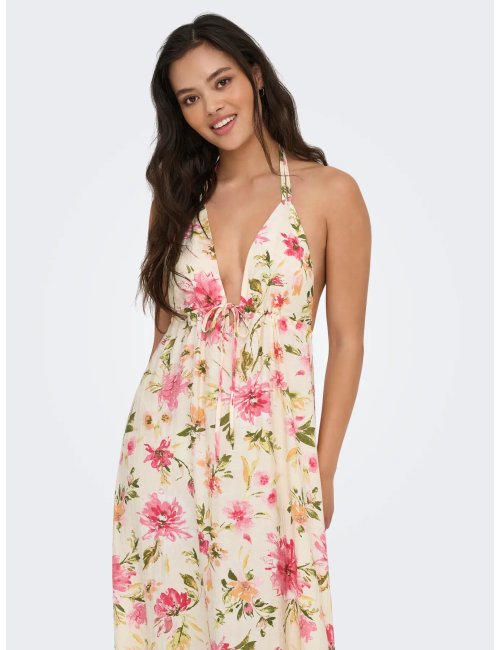 VESTIDO LARGO ESCOTE TRASERO ESTAMPADO FLORAL