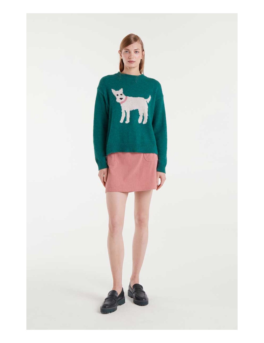 JERSEY DE PUNTO JACQUARD CON ESTAMPADO PERRITO