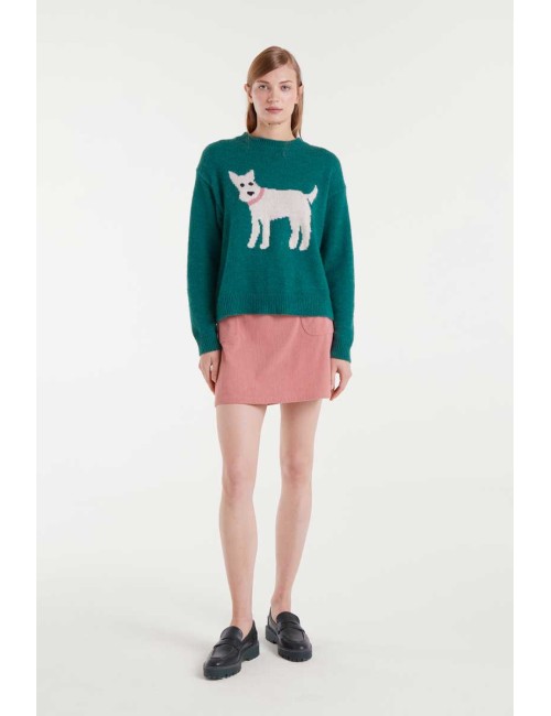 JERSEY DE PUNTO JACQUARD CON ESTAMPADO PERRITO
