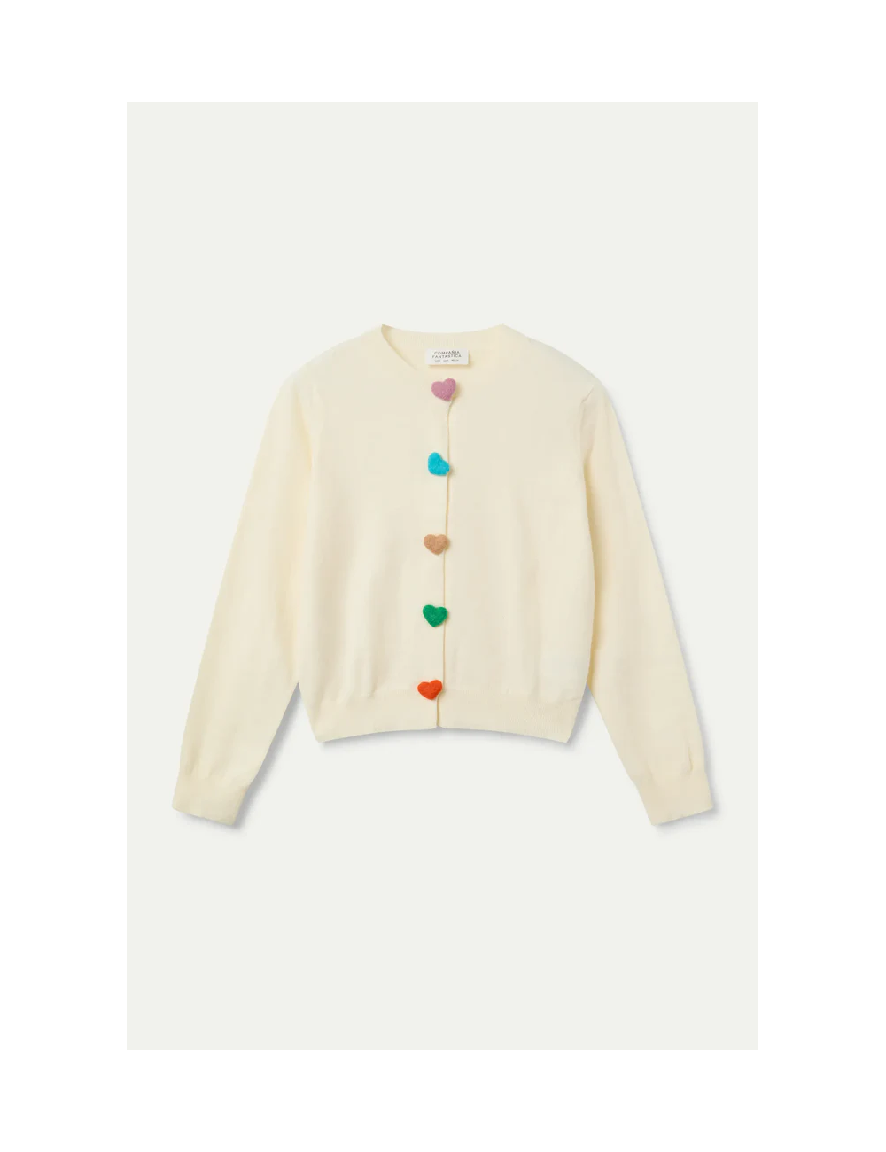 CÁRDIGAN PUNTO CON DETALLES DE CORAZONES BLANCO