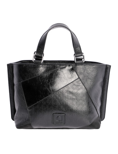 BOLSO DE MANO COMBINADO NEGRO