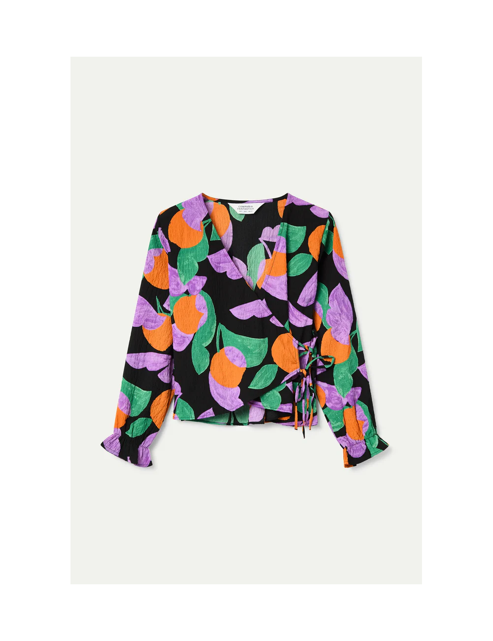TOP CUELLO PICO CON ESTAMPADO APRICOT