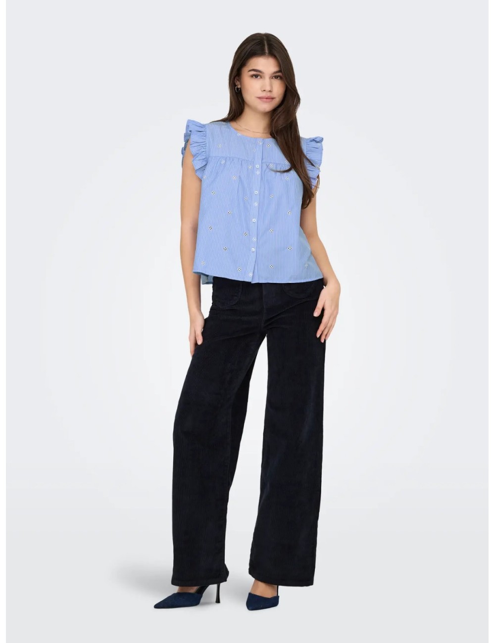 PANTALÓN PANA BOLSILLOS DELANTEROS AZUL MARINO