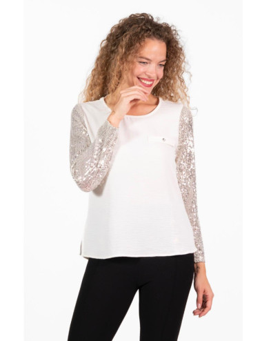 BLUSA MANGAS LENTEJUELAS...