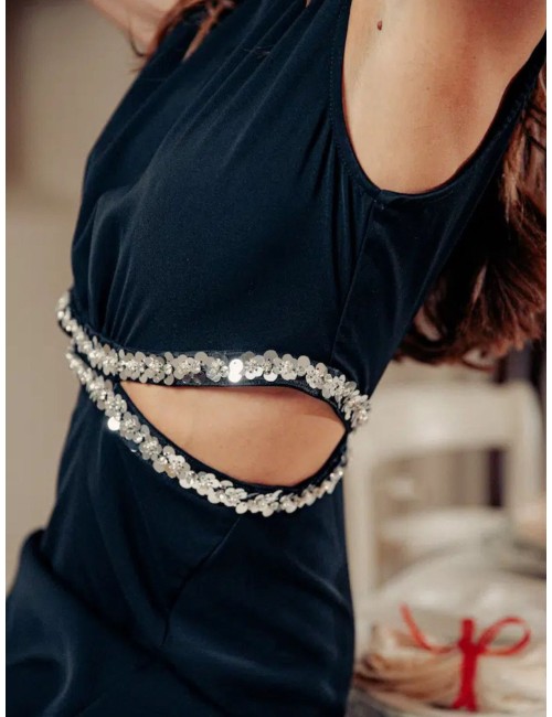 VESTIDO LARGO ESCOTE TRASEREO Y CUT OUT