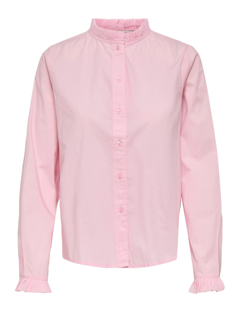 CAMISA CUELLO Y MANGAS PLISADAS ROSA