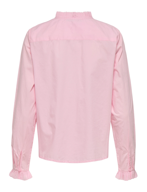 CAMISA CUELLO Y MANGAS PLISADAS ROSA