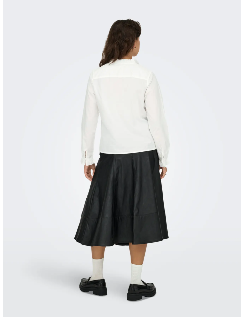 CAMISA CUELLO Y MANGAS PLISADAS BLANCA