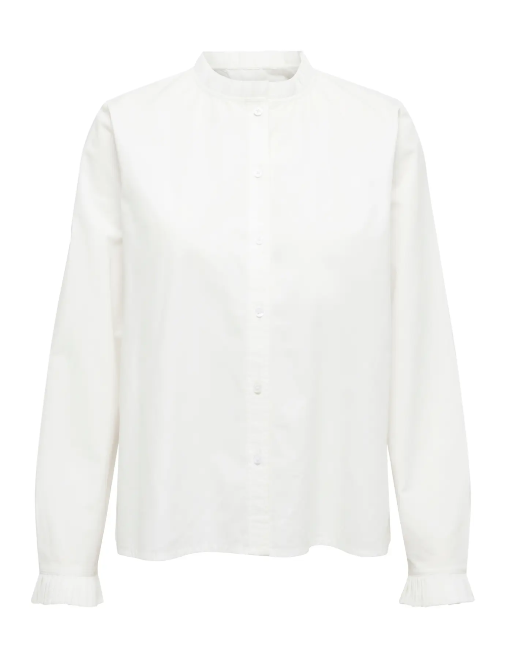 CAMISA CUELLO Y MANGAS PLISADAS BLANCA