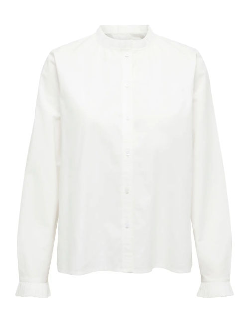 CAMISA CUELLO Y MANGAS PLISADAS BLANCA