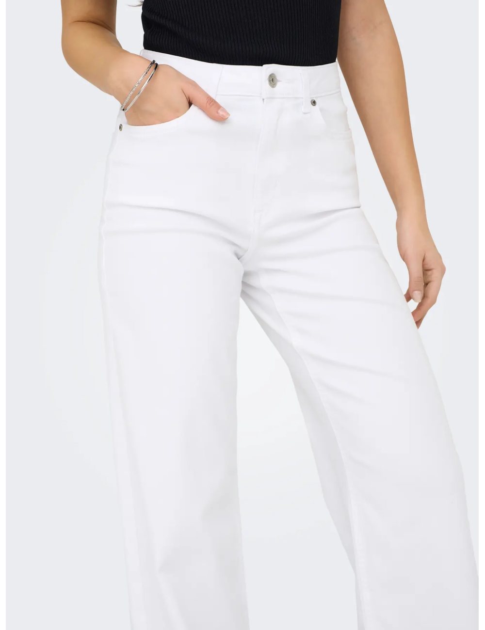 JEANS CINTURA ALTA CORTE WIDE LEG BLANCO