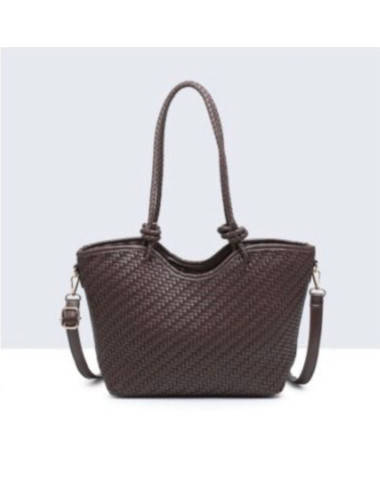 BOLSO SHOPPER TRENZADO MARRÓN