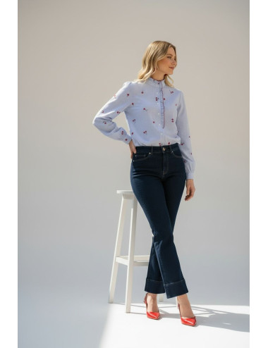 CAMISA BORDADOS CEREZA AZUL