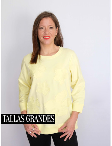 SUDADERA FLORAL AMARILLA