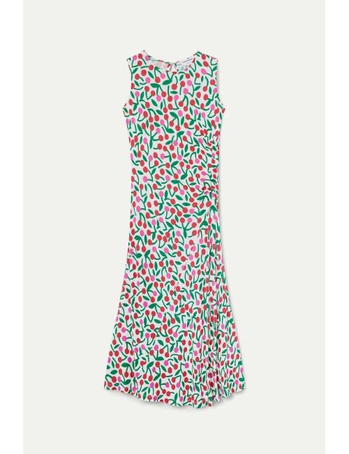 VESTIDO LARGO CON ESTAMPADO GUINDA