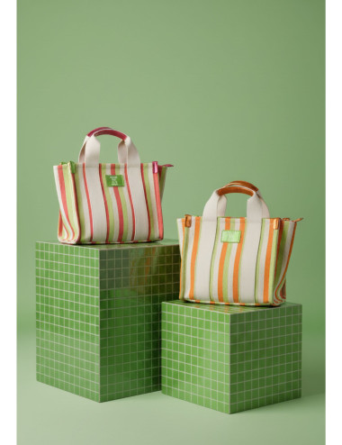 BOLSO TOTE TEJIDO LINEAS...
